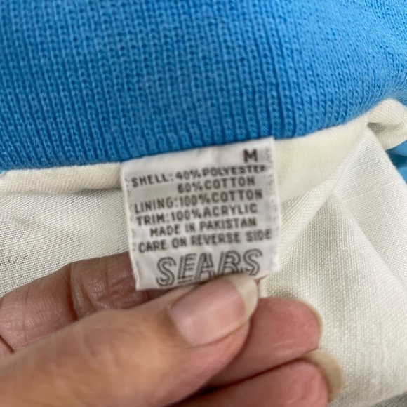 Vintage 1980’s Sears Cafe Racer Jacket Baby Blue size Medium - Picture 7 of 7